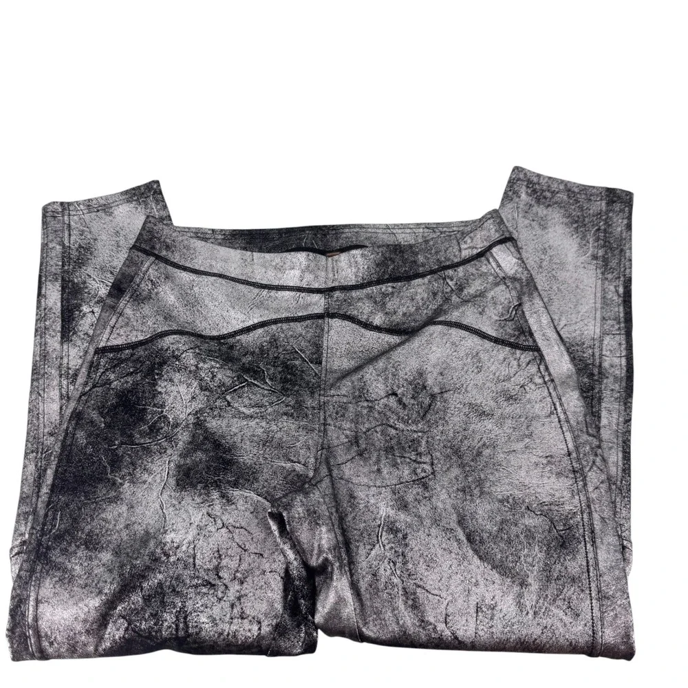 Free People Silver Metallic Crackle High Waisted Leggings Womens‎ Size Medium